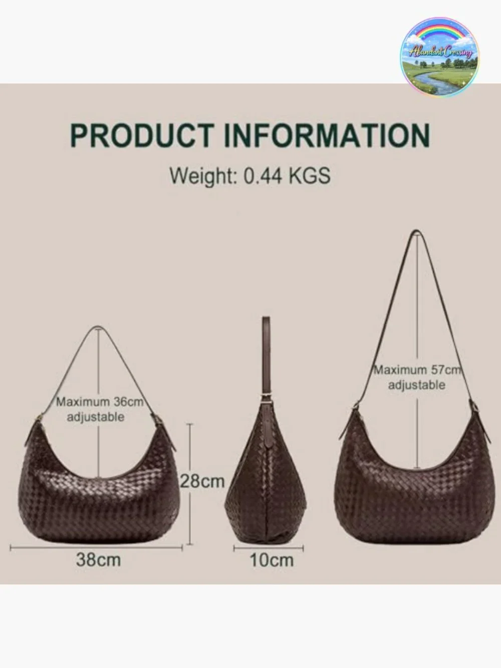 Woven Hobo Bag Crossbody Tote Shoulder Purse with Pockets Handbag